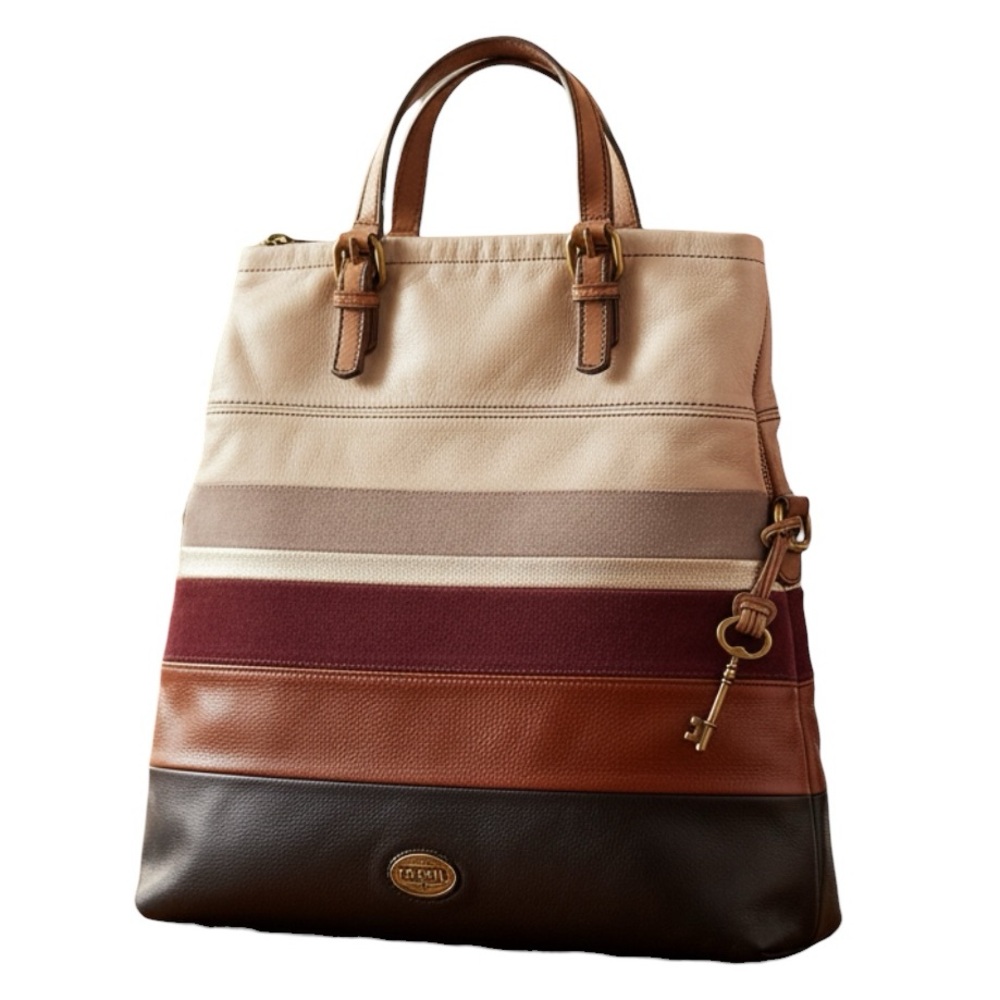 Fossil Striped Leather - NO SHOULDER STRAP